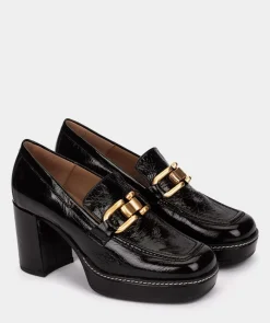 Chaussure Pedro Miralles Mocassins En Cuir Verni A Talons Noirs Venice Negro