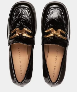 Chaussure Pedro Miralles Mocassins En Cuir Verni A Talons Noirs Venice Negro