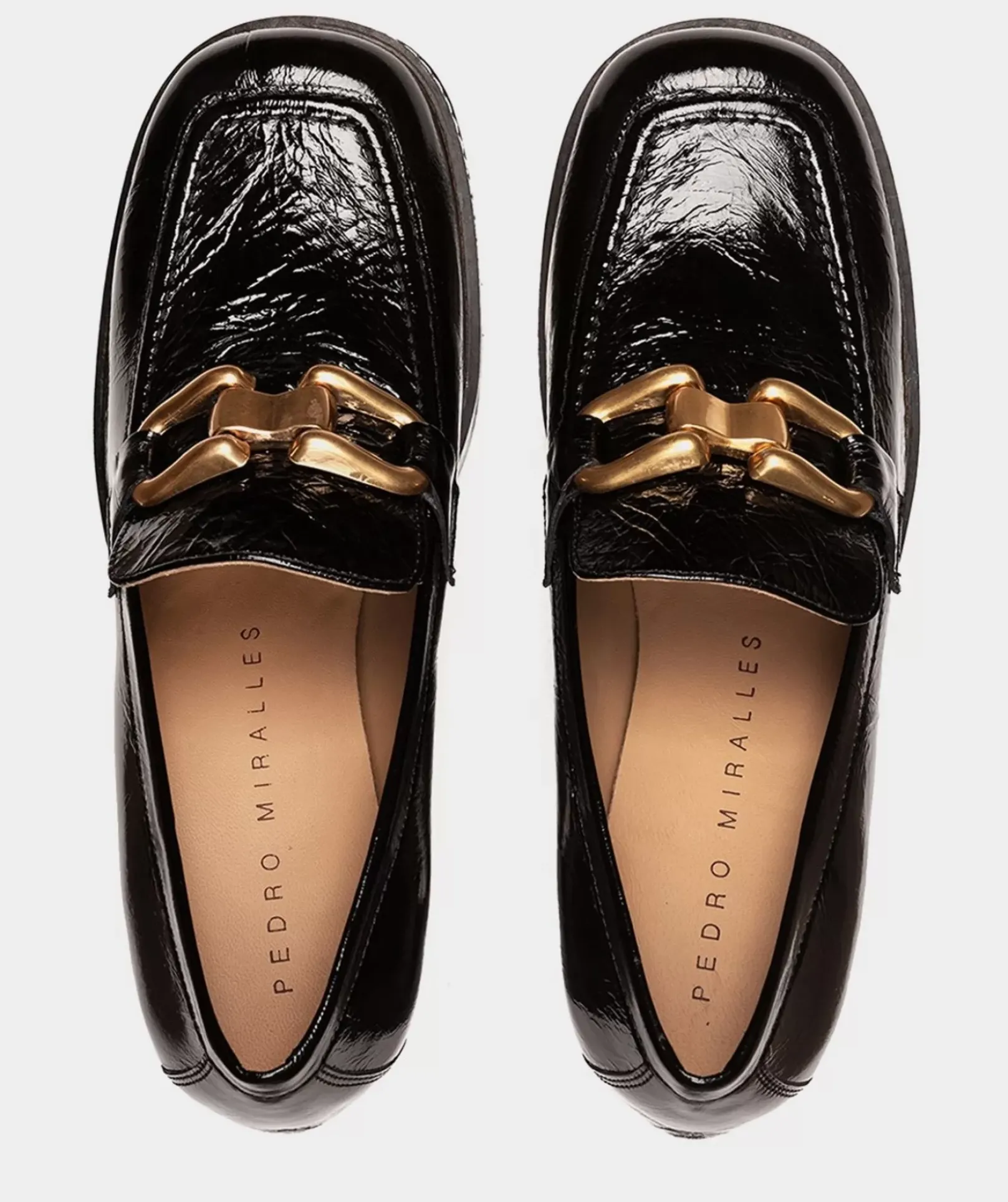 Chaussure Pedro Miralles Mocassins En Cuir Verni A Talons Noirs Venice Negro