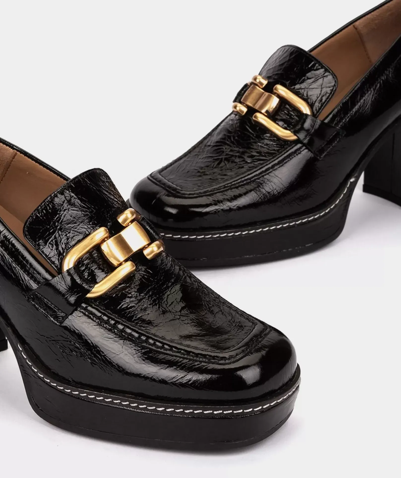 Chaussure Pedro Miralles Mocassins En Cuir Verni A Talons Noirs Venice Negro