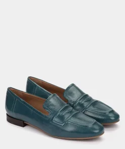 Chaussure Pedro Miralles Mocassins En Cuir Verni Bleu Reflex Petroleo