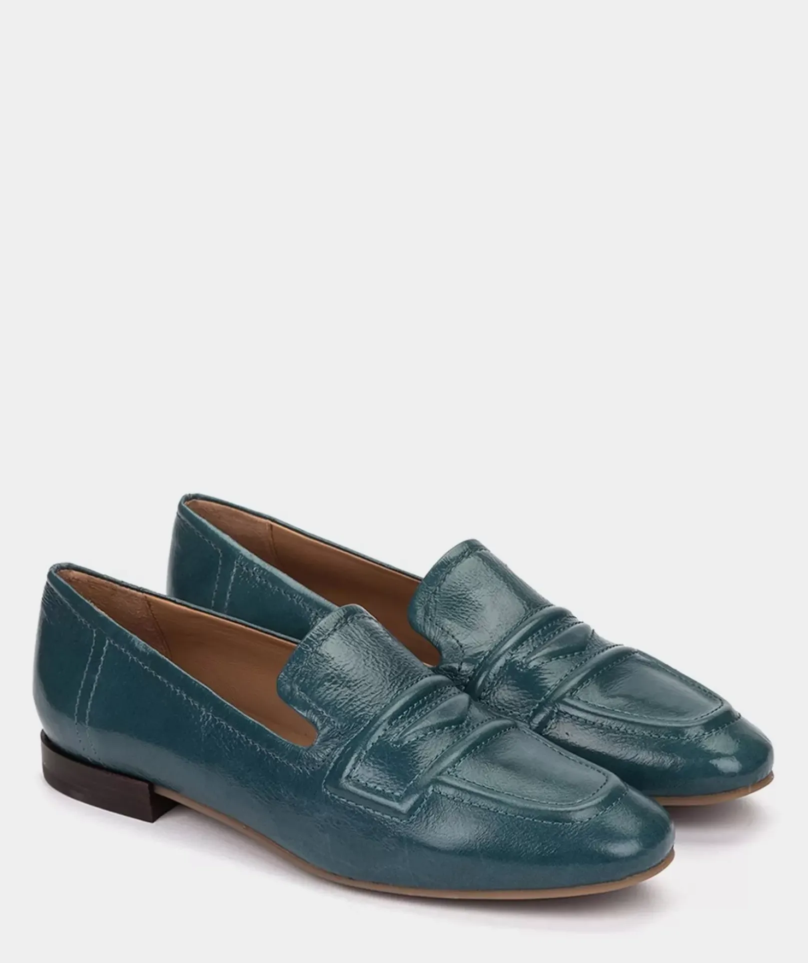 Chaussure Pedro Miralles Mocassins En Cuir Verni Bleu Reflex Petroleo