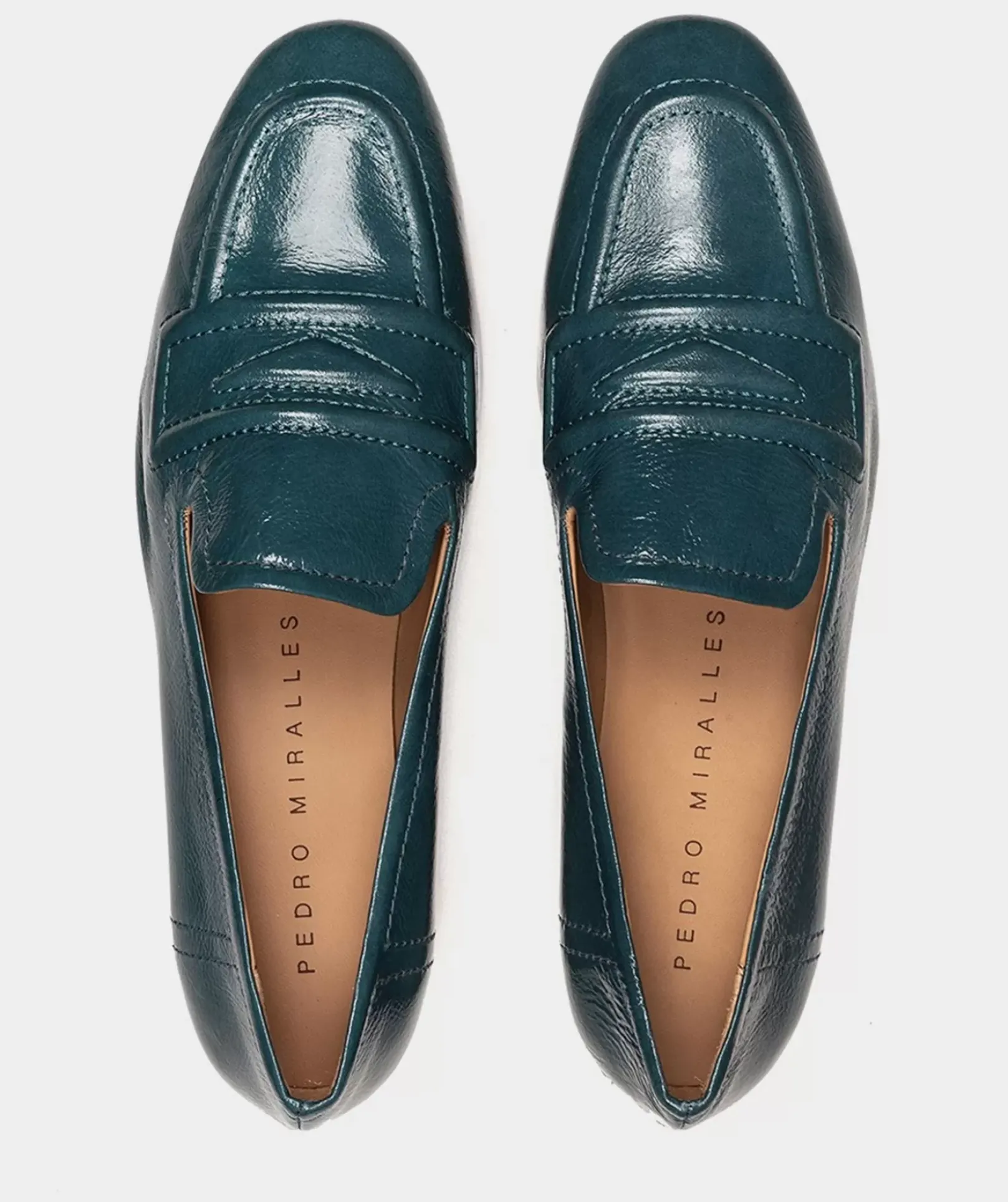 Chaussure Pedro Miralles Mocassins En Cuir Verni Bleu Reflex Petroleo