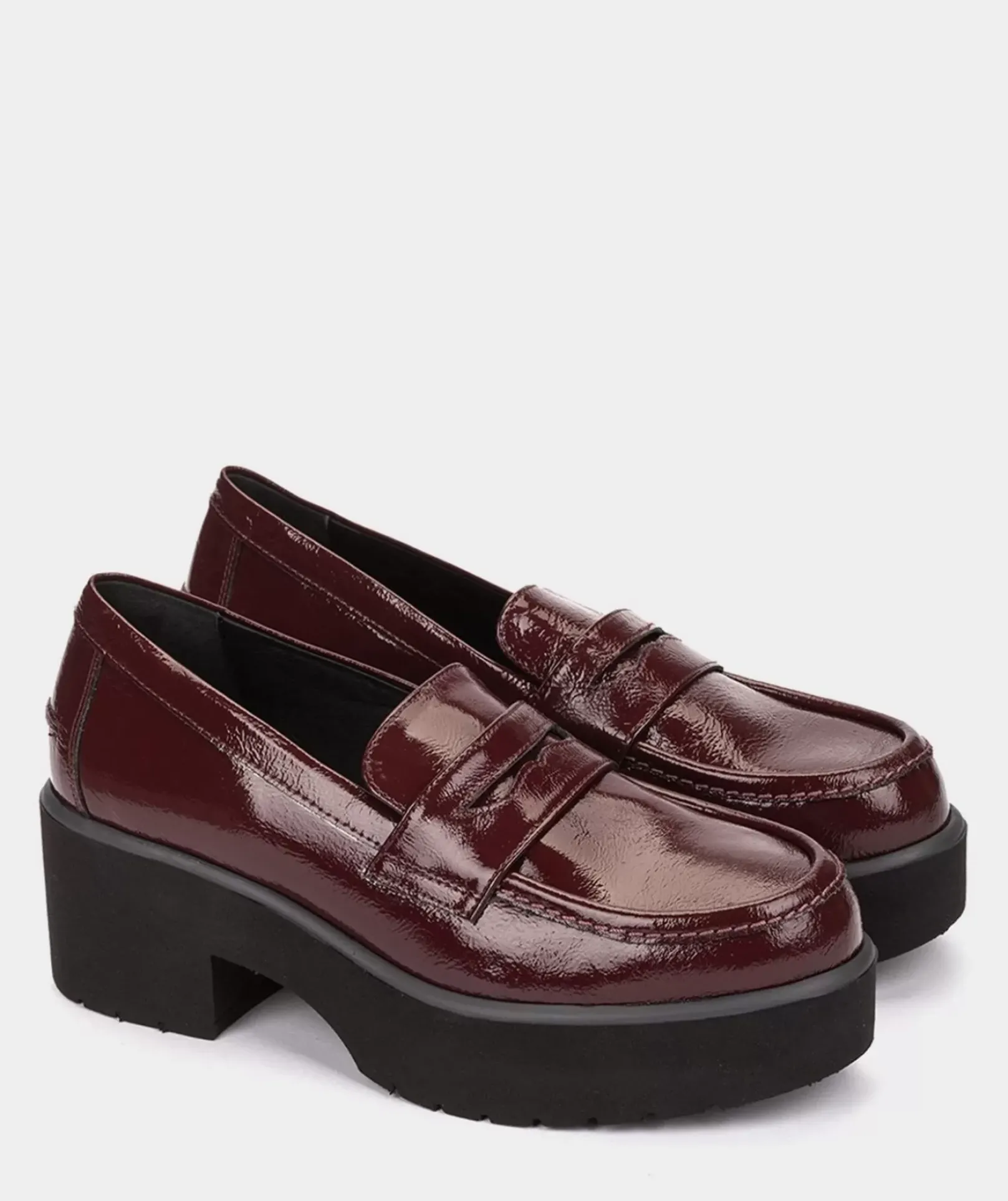 Chaussure Pedro Miralles Mocassins En Cuir Verni Couleur Vin Reflex Wine