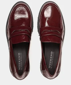 Chaussure Pedro Miralles Mocassins En Cuir Verni Couleur Vin Reflex Wine