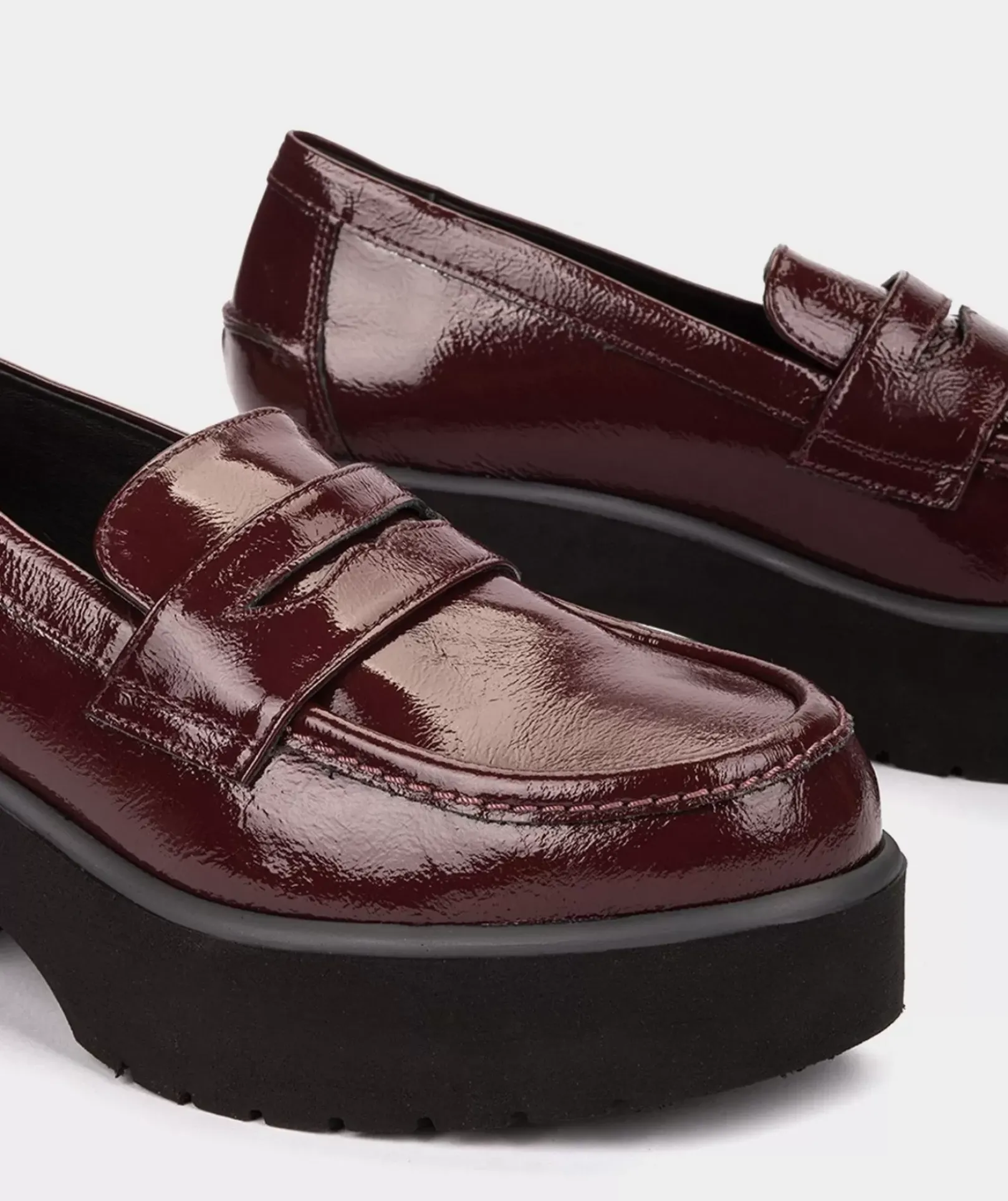 Chaussure Pedro Miralles Mocassins En Cuir Verni Couleur Vin Reflex Wine