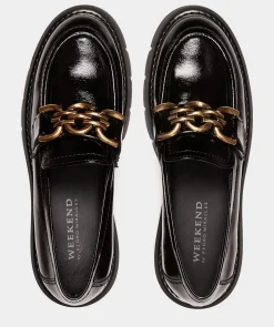 Chaussure Pedro Miralles Mocassins En Cuir Verni Noir Reflex Negro
