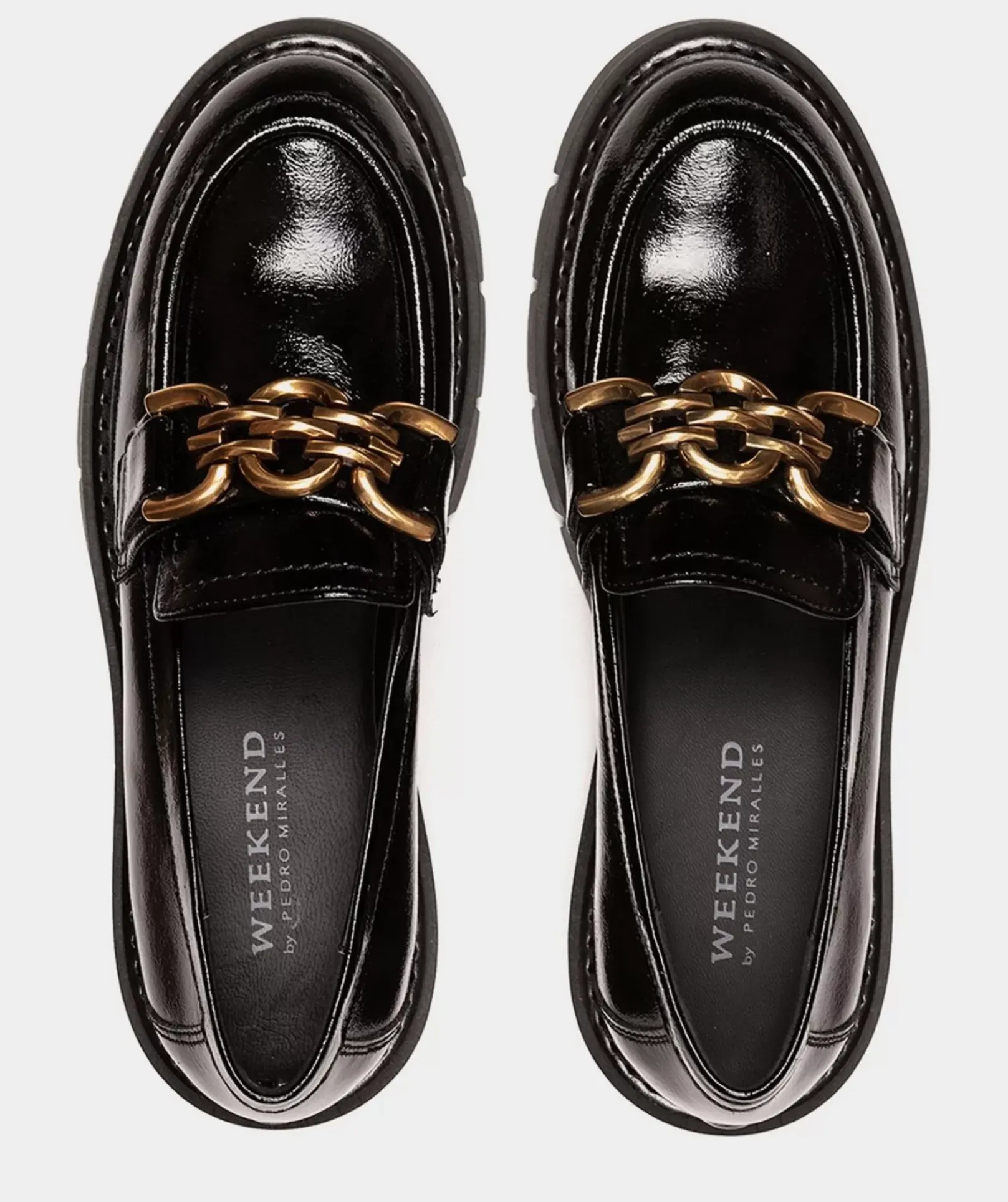 Chaussure Pedro Miralles Mocassins En Cuir Verni Noir Reflex Negro