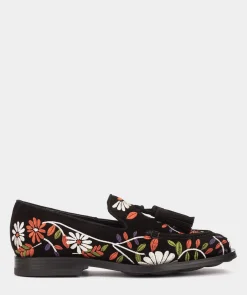 Chaussure Pedro Miralles Mocassins En Tissu Brode Noir Amalfi Negro