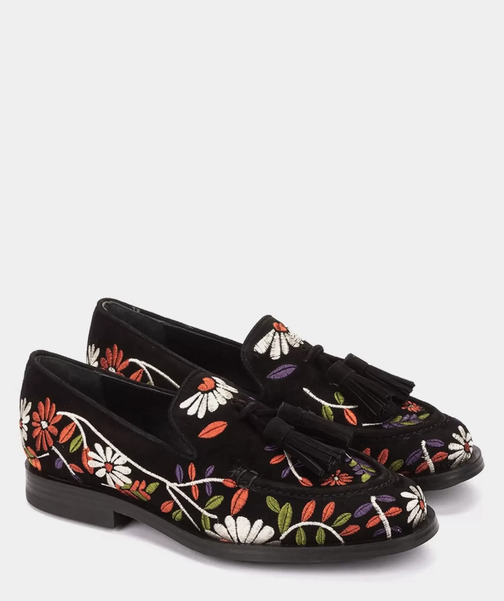 Chaussure Pedro Miralles Mocassins En Tissu Brode Noir Amalfi Negro