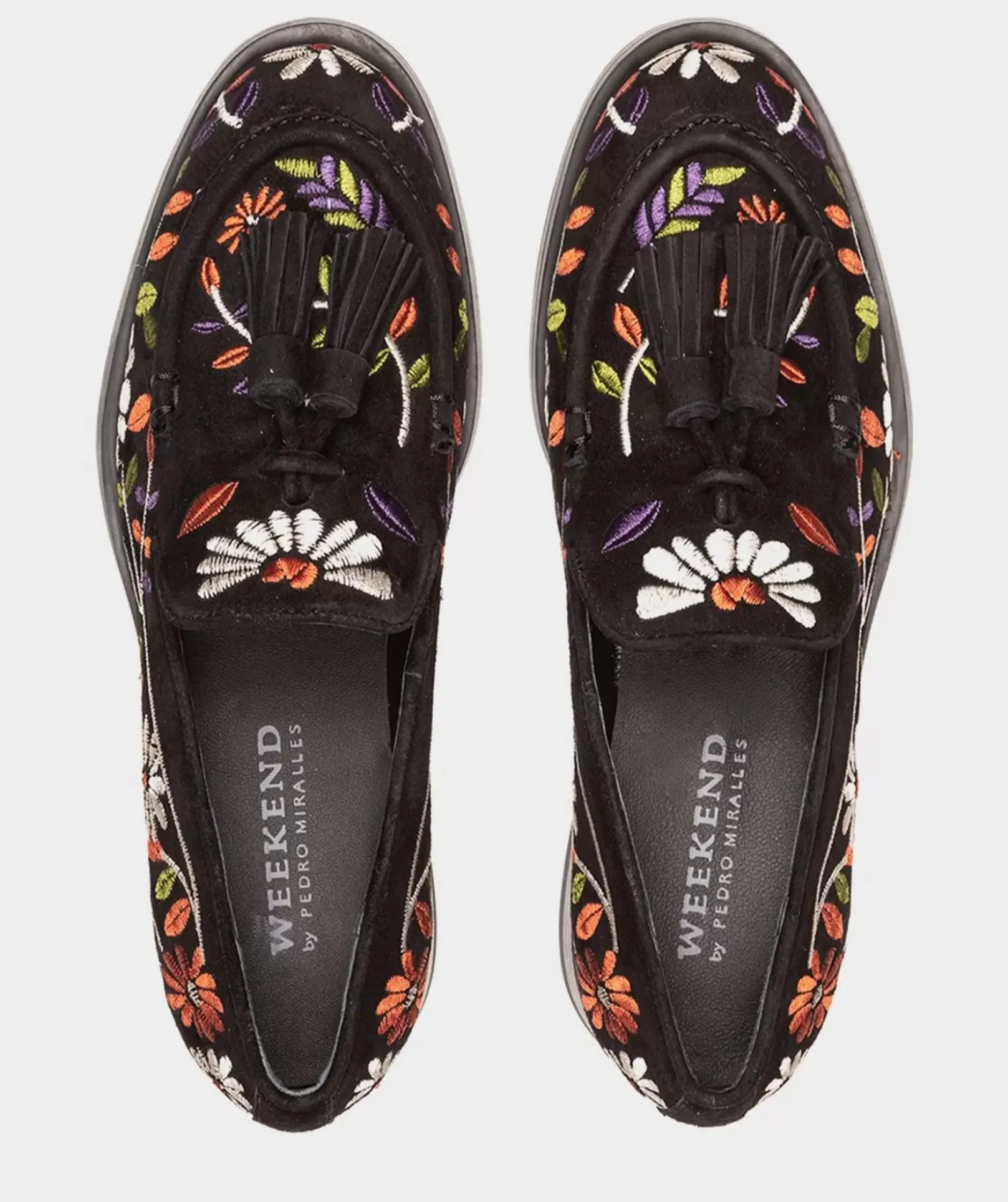 Chaussure Pedro Miralles Mocassins En Tissu Brode Noir Amalfi Negro