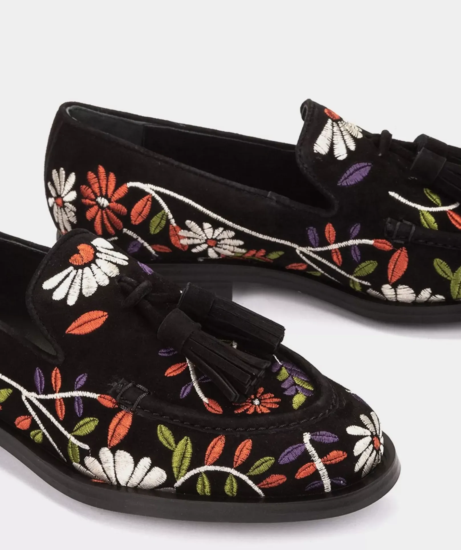 Chaussure Pedro Miralles Mocassins En Tissu Brode Noir Amalfi Negro