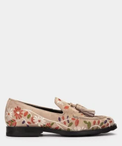 Chaussure Pedro Miralles Mocassins En Tissu Brode Beige Amalfi Sabbia