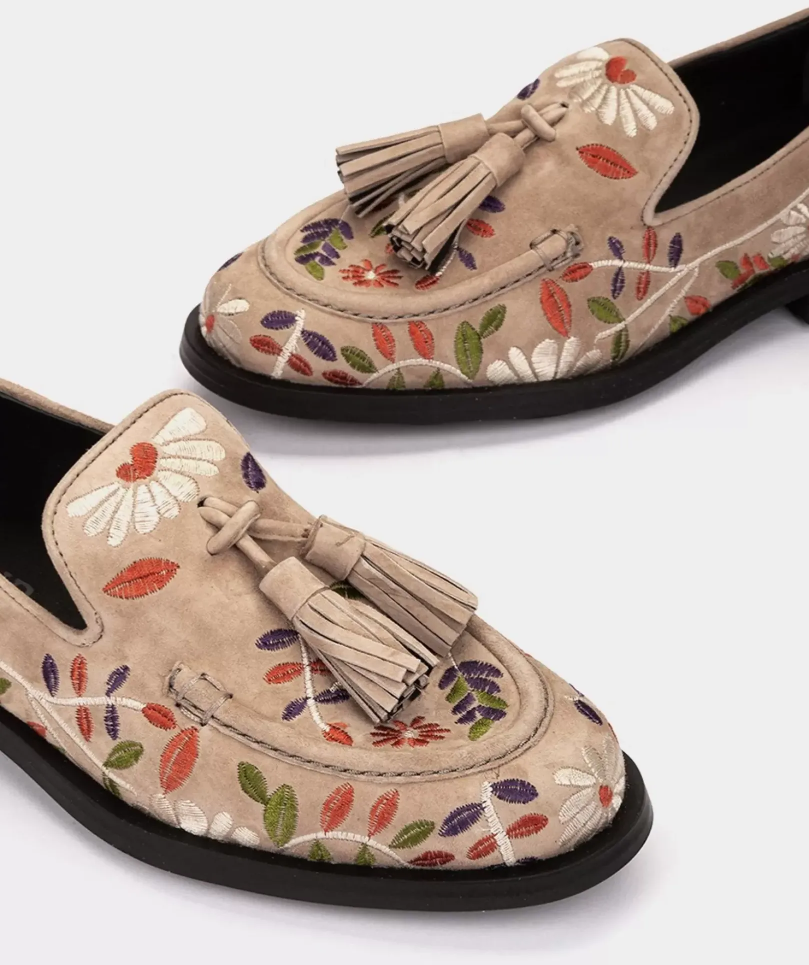 Chaussure Pedro Miralles Mocassins En Tissu Brode Beige Amalfi Sabbia