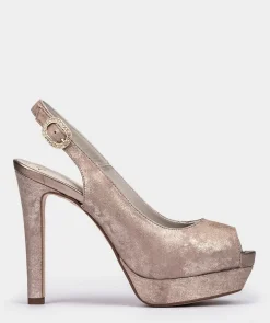 Chaussure Pedro Miralles Sandales A Talon Haut En Cuir Metallise Burma Humo