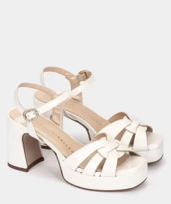 Chaussure Pedro Miralles Sandales A Talon Large Et Plateforme En Cuir Napa Metal Humo