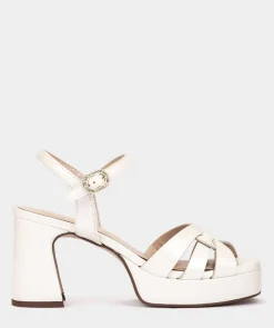 Chaussure Pedro Miralles Sandales A Talon Large Et Plateforme En Cuir. Nacarado Perla