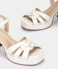 Chaussure Pedro Miralles Sandales A Talon Large Et Plateforme En Cuir. Nacarado Perla