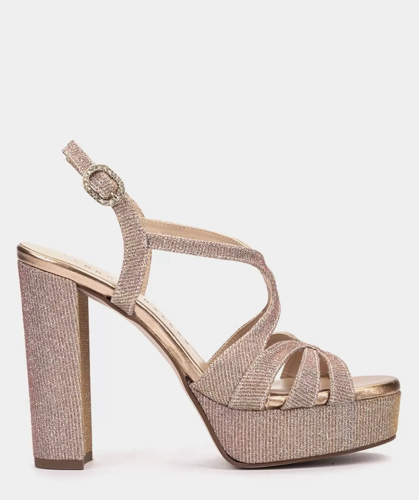 Chaussure Pedro Miralles Sandales A Talon Plateforme En Tissu Brillant Nude Nadia Nude