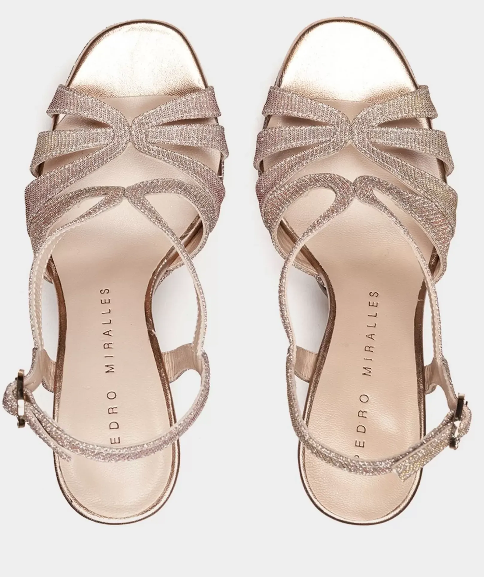 Chaussure Pedro Miralles Sandales A Talon Plateforme En Tissu Brillant Nude Nadia Nude