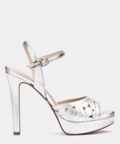 Chaussure Pedro Miralles Sandales A Talons Avec Plateforme. Napa Metal Platino