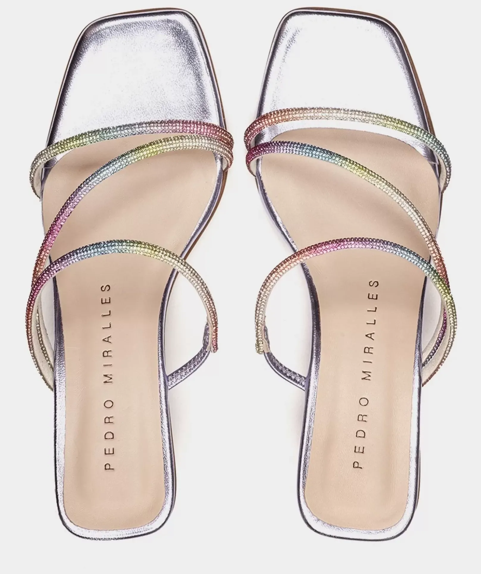 Chaussure Pedro Miralles Sandales A Talons En Cuir Et Paillettes Glitter Plata