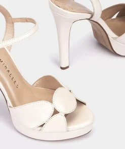 Chaussure Pedro Miralles Sandales A Talons En Cuir Nacre Avec Plateforme. Nacarado Perla
