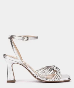 Chaussure Pedro Miralles Sandales A Talons En Cuir Metallise Napa Metal Plata