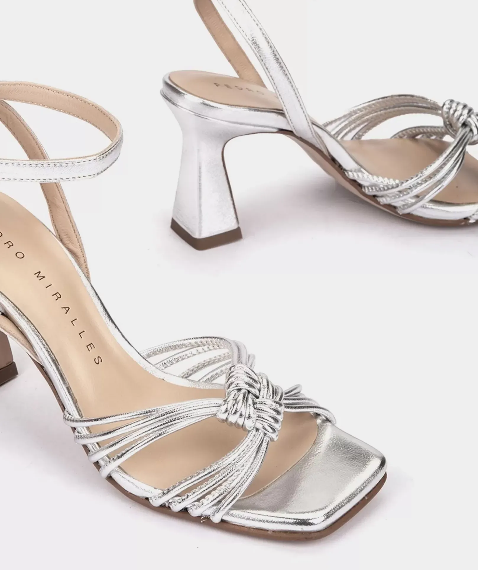 Chaussure Pedro Miralles Sandales A Talons En Cuir Metallise Serpiente Metal Plata
