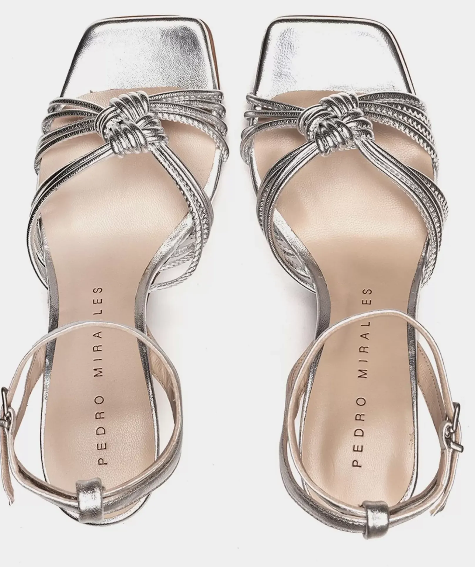 Chaussure Pedro Miralles Sandales A Talons En Cuir Metallise Ante Viola