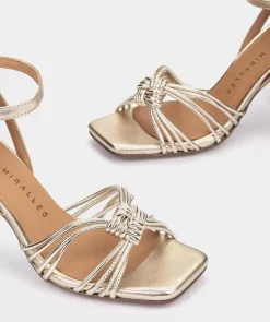 Chaussure Pedro Miralles Sandales A Talons En Cuir Metallise Serpiente Metal Mica