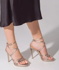Chaussure Pedro Miralles Sandales A Talons En Cuir. Napa Metal Humo