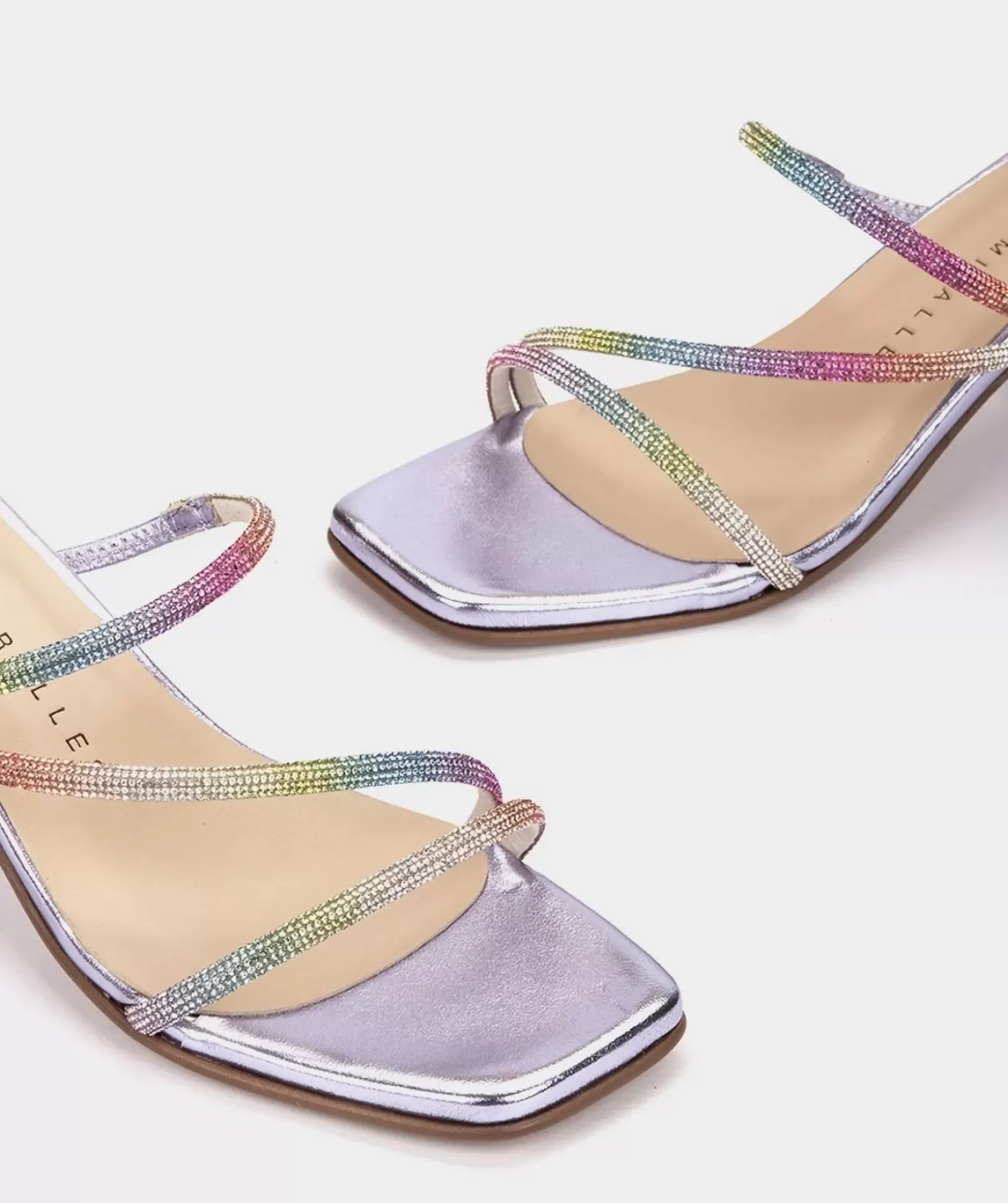 Chaussure Pedro Miralles Sandales A Talons En Cuir Et Paillettes Gliter Multi Metal