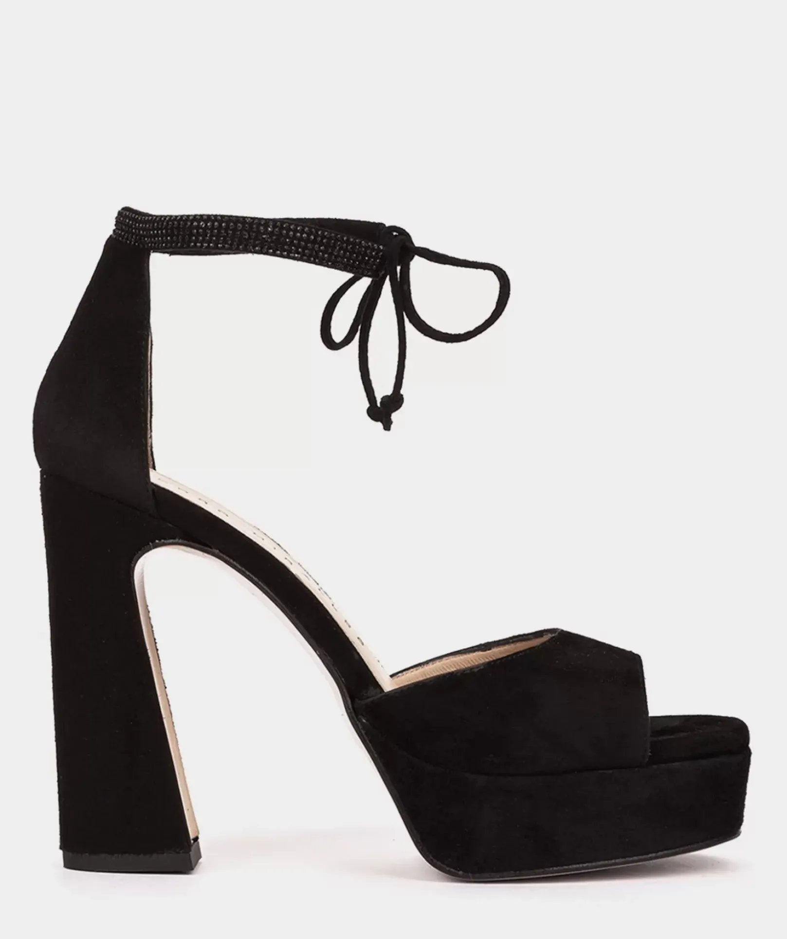 Chaussure Pedro Miralles Sandales A Talons En Daim Noir Avec Plateforme Amalfi Negro