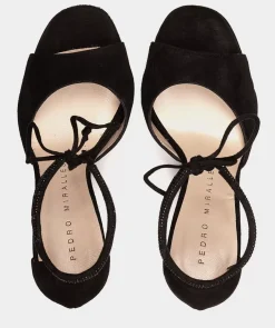 Chaussure Pedro Miralles Sandales A Talons En Daim Noir Avec Plateforme Amalfi Negro