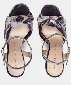 Chaussure Pedro Miralles Sandales A Talons En Velours Velvet Musgo