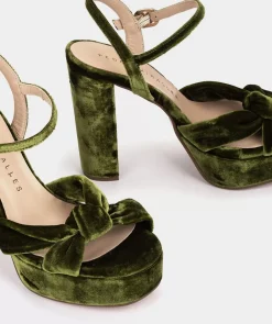 Chaussure Pedro Miralles Sandales A Talons En Velours Velvet Musgo
