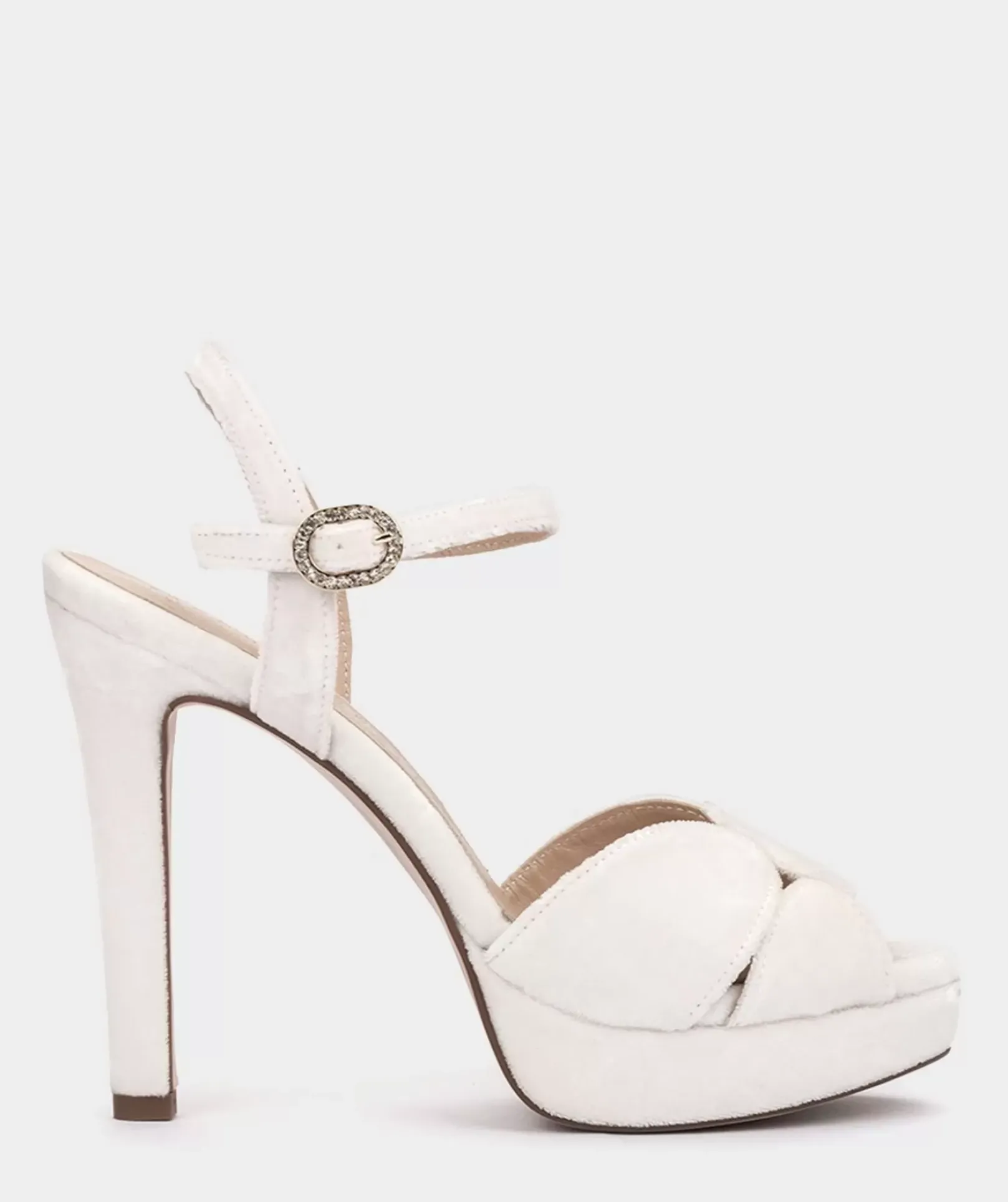 Chaussure Pedro Miralles Sandales A Talons En Velours Avec Plateforme Velvet Blanco