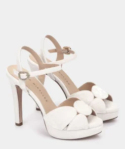 Chaussure Pedro Miralles Sandales A Talons En Velours Avec Plateforme Velvet Blanco