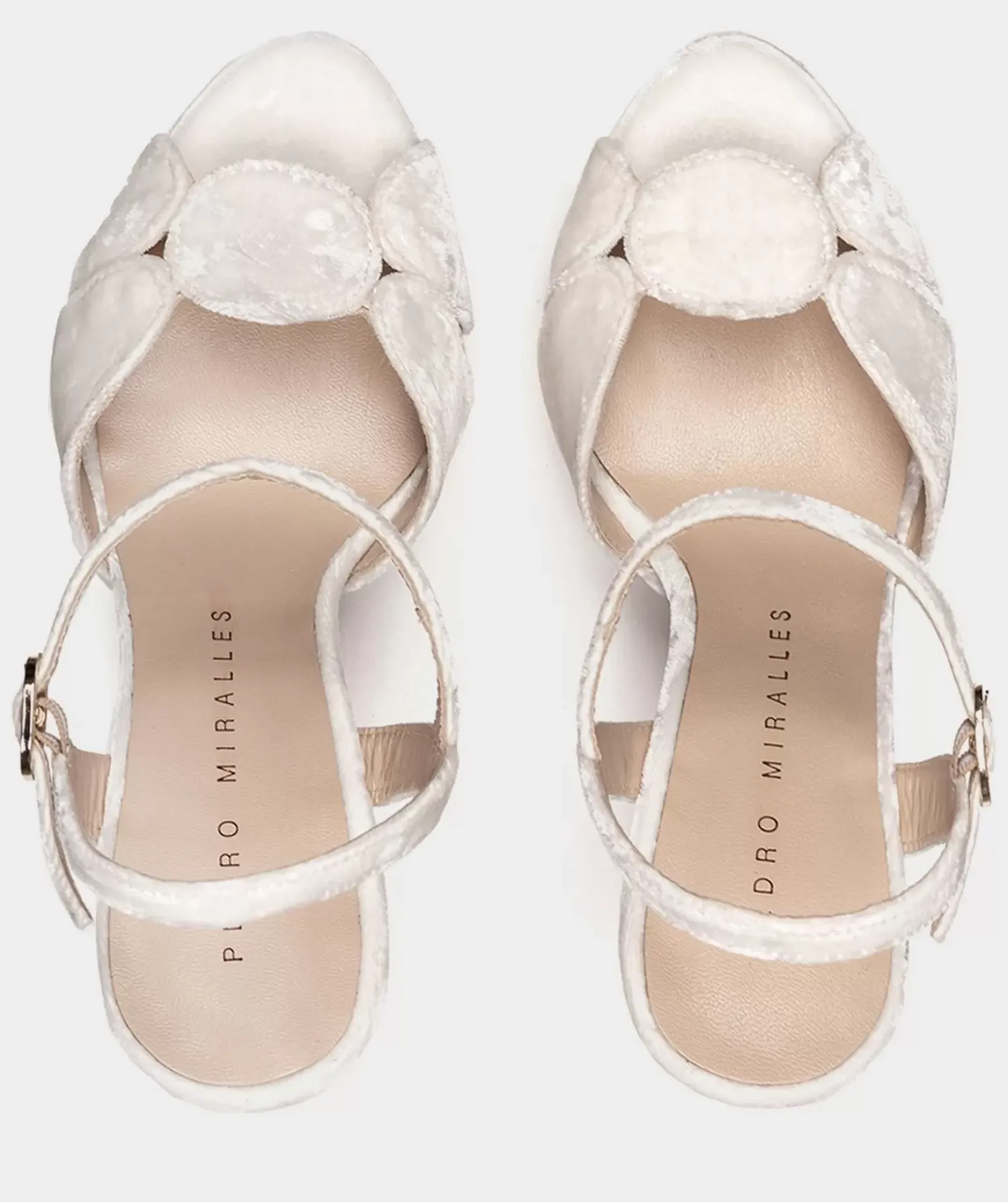 Chaussure Pedro Miralles Sandales A Talons En Velours Avec Plateforme Velvet Blanco