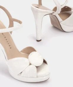 Chaussure Pedro Miralles Sandales A Talons En Velours Avec Plateforme Velvet Blanco