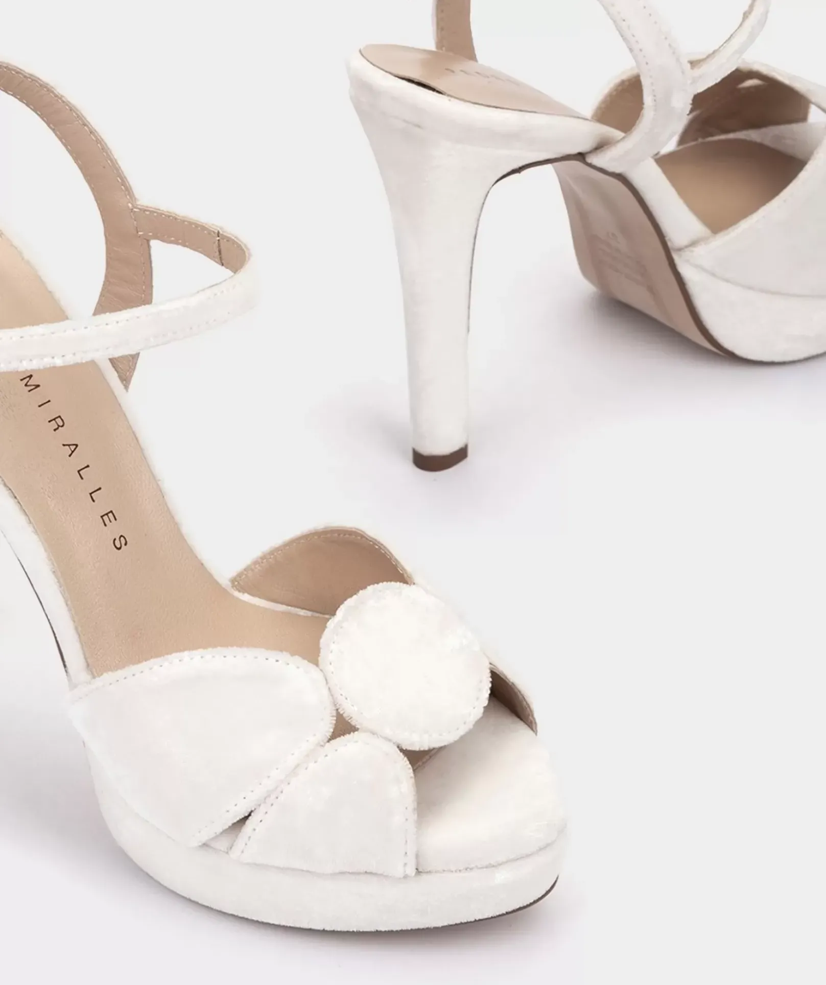 Chaussure Pedro Miralles Sandales A Talons En Velours Avec Plateforme Velvet Blanco
