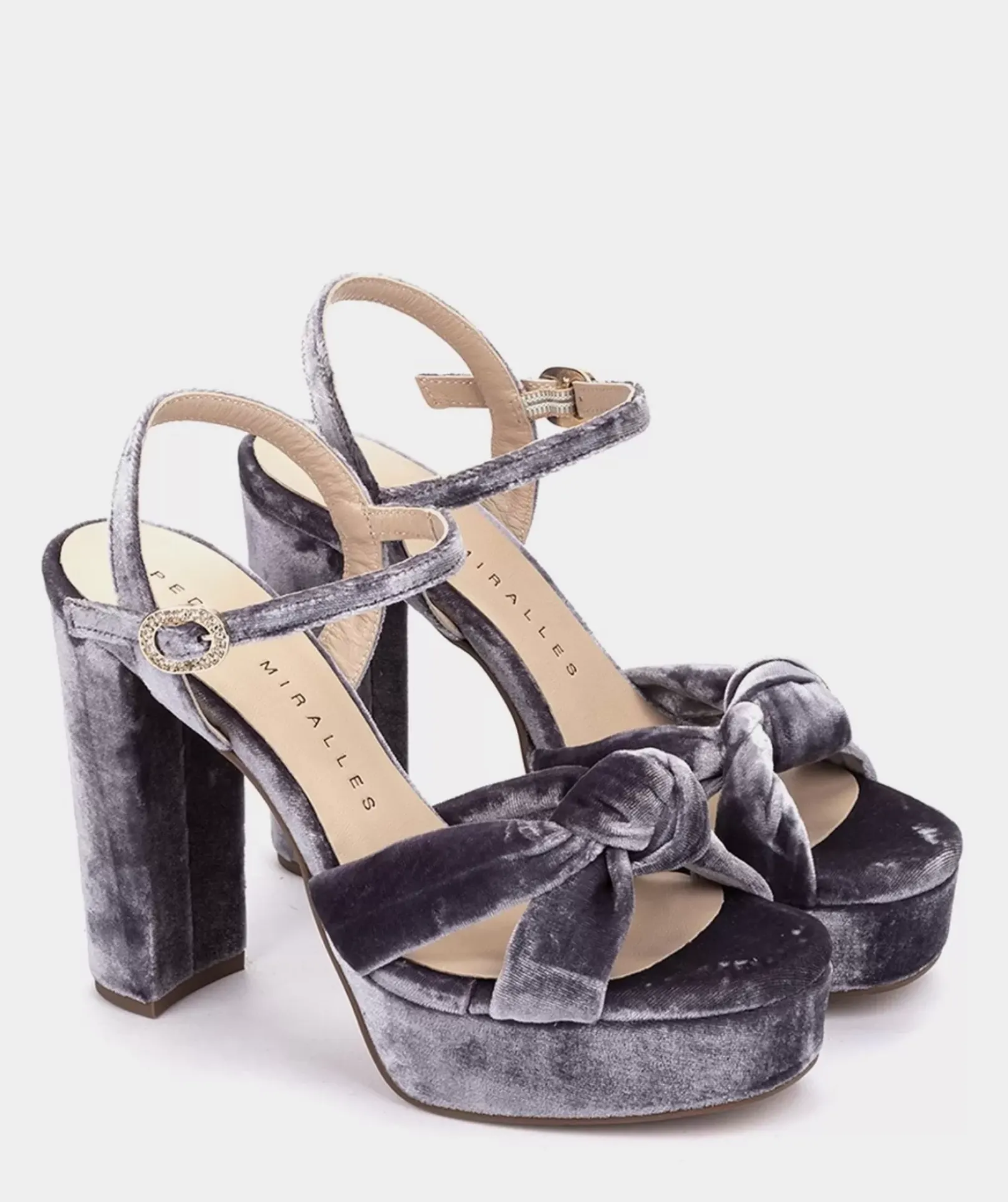 Chaussure Pedro Miralles Sandales A Talons En Velours Velvet Nude