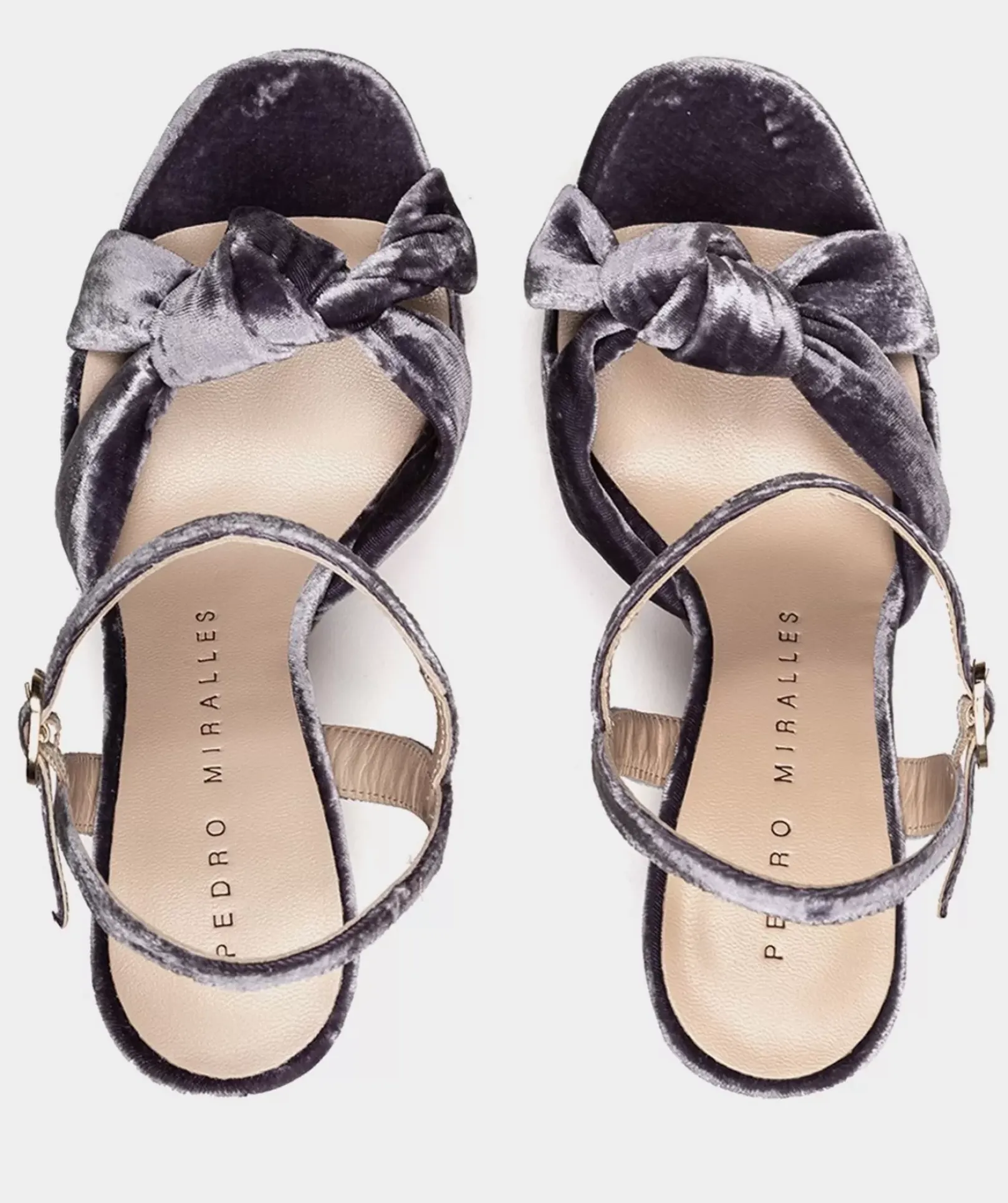 Chaussure Pedro Miralles Sandales A Talons En Velours Velvet Nude