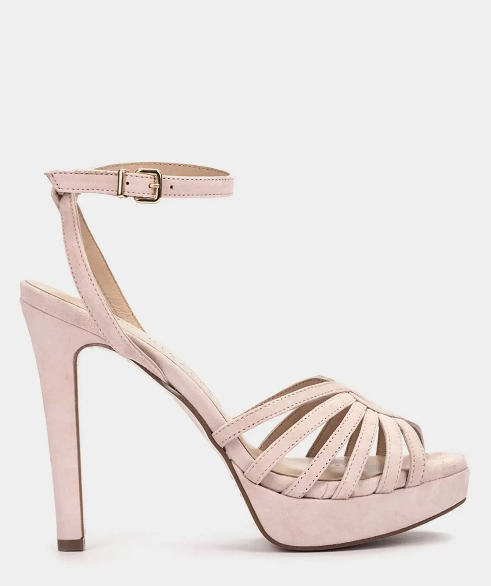 Chaussure Pedro Miralles Sandales A Talons Plateforme En Cuir Suede Nude Amalfi Nude