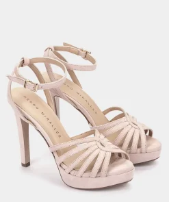 Chaussure Pedro Miralles Sandales A Talons Plateforme En Cuir Suede Nude Amalfi Nude