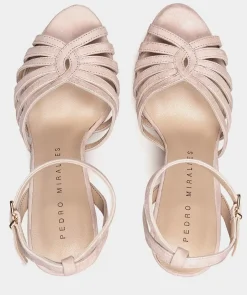 Chaussure Pedro Miralles Sandales A Talons Plateforme En Cuir Suede Nude Amalfi Nude