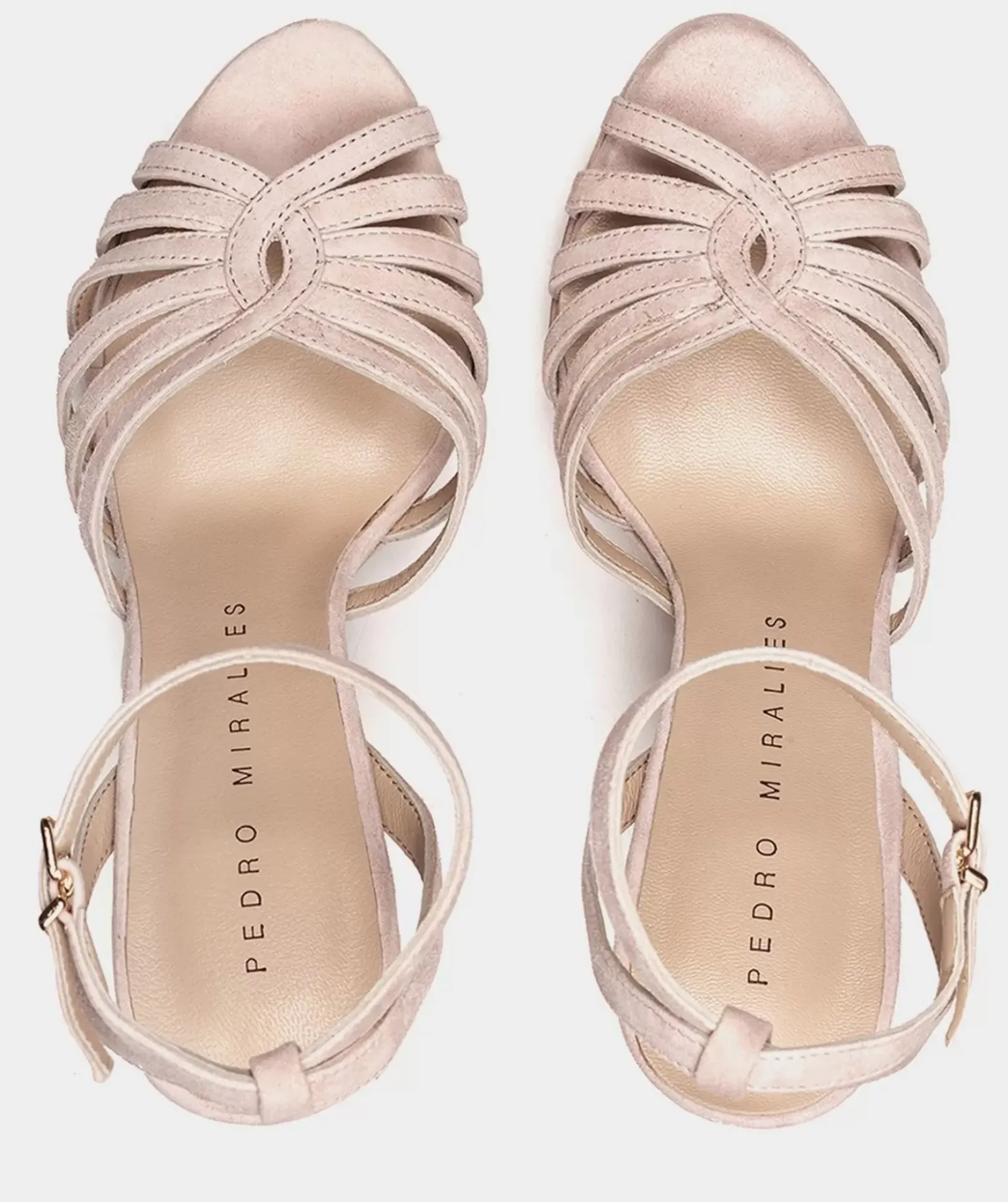 Chaussure Pedro Miralles Sandales A Talons Plateforme En Cuir Suede Nude Amalfi Nude