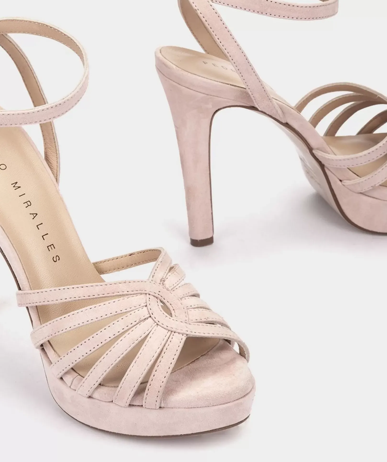 Chaussure Pedro Miralles Sandales A Talons Plateforme En Cuir Suede Nude Amalfi Nude