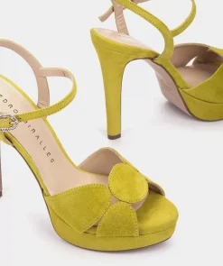 Chaussure Pedro Miralles Sandales En Daim A Talon Compense Ante Lime
